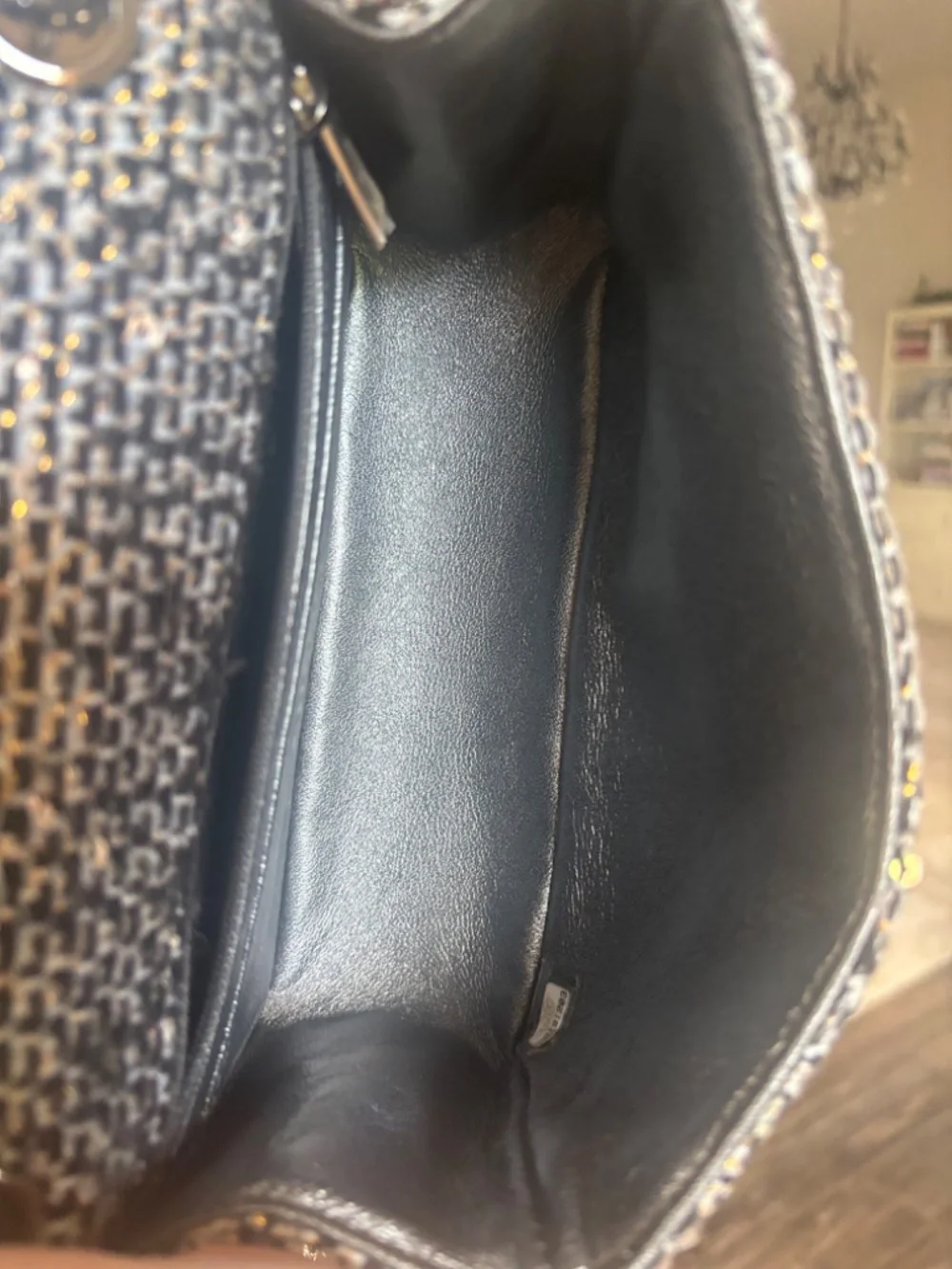 Chanel 2.55 Reissue Silver Sequin Tweed Flap Bag